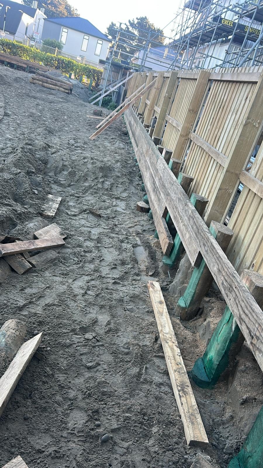 Wall construction beside the build. 148 Marine Parade