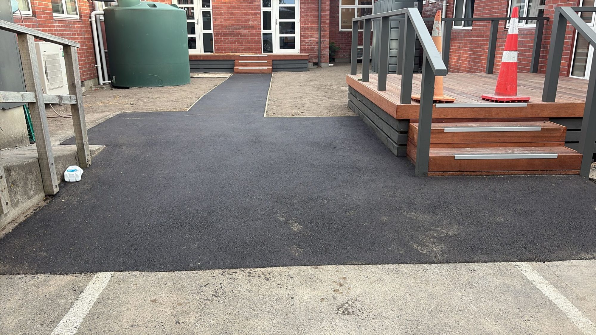 Asphalt and deck. Salvation Army