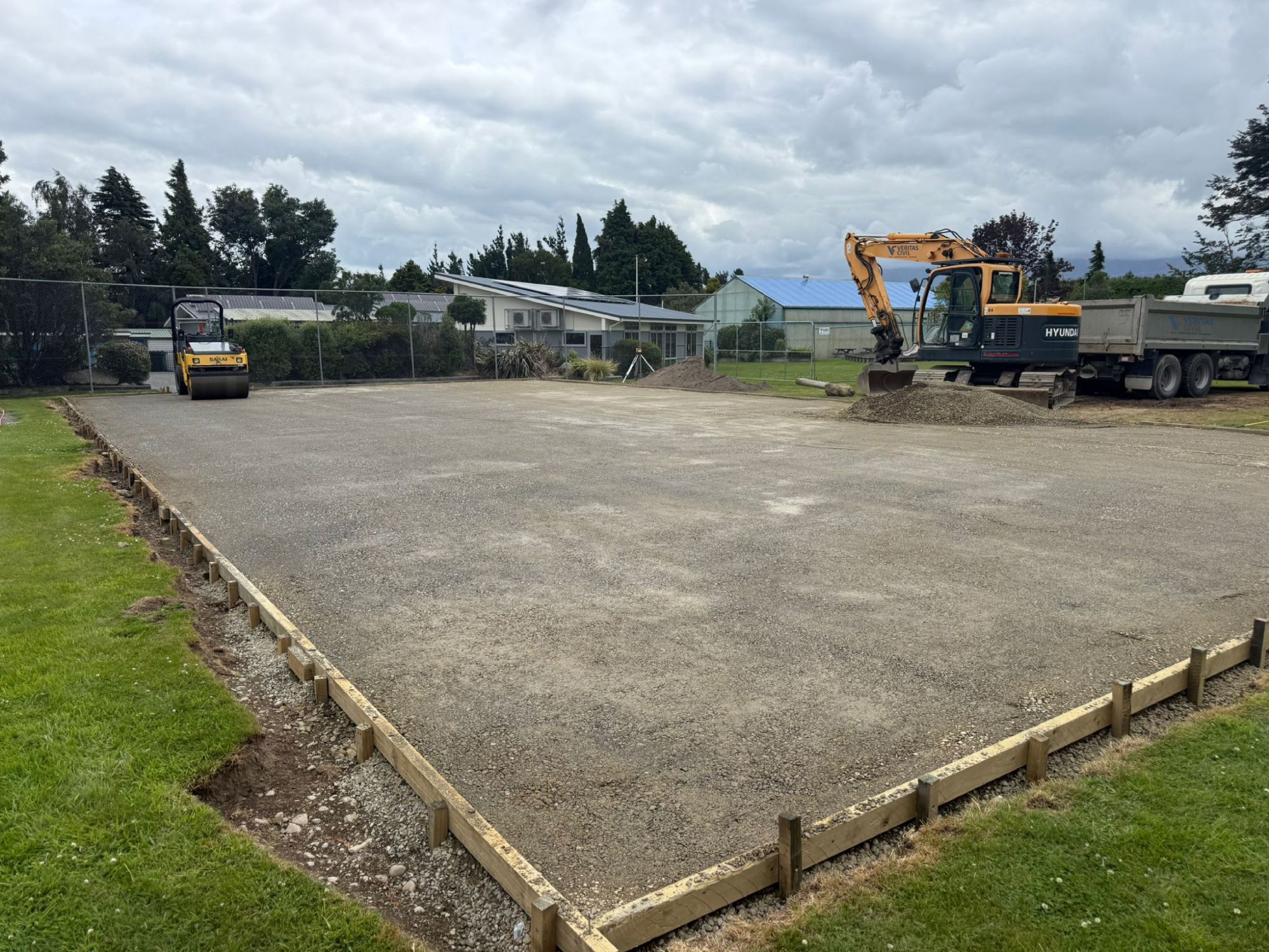 Court base during construction. Windwhistle School